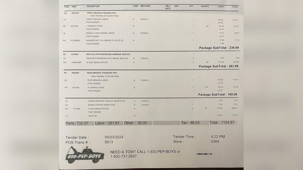 How Much Does Pepboys Charge for Brakes And Rotors